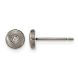 Chisel Titanium Brushed Cubic Zirconia Stud Earrings, 6 mm