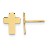 14K Yellow Gold Polished Cross Stud Earrings, 10.5 mm