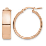 14K Rose Gold 7 x 24 mm High Polished Tube Hoop Earrings