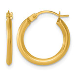 14K Yellow Gold 1.5 x 16.00 mm Polished Round Tube Hoop Earrings, 16 mm Long