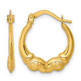 14K Yellow Gold Hollow Polished 16.00 mm Rams Head Hollow Hoop Earrings, 18.5 mm Long