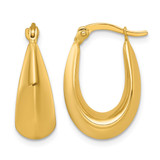 14K Yellow Gold Hollow Polished Tapered Hollow Hoop Earrings, 21.25 mm