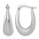 Rhodium-Plated 14K White Gold Polished Tapered Hollow Hoop Earrings, 21.25 mm
