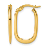 14K Yellow Gold Polished Oval Tapered Tube Hoop Earrings, 24.5 mm