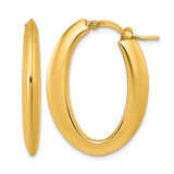 14K Yellow Gold Polished Knife-Edge 4 mm X 30 mm Puffed Oval Hoop Earrings, 30.35 mm Long