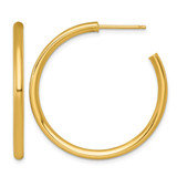 14K Yellow Gold Polished 2.5 x 35 mm Tube C-Hoop Post Earrings