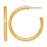 14K Yellow Gold Polished 3.0 x 35 mm Tube C-Hoop Post Earrings