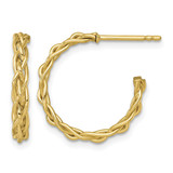 14K Yellow Gold Polished Woven Braid 3 x 19 mm C-Hoop Post Earrings, 19.5 mm Long