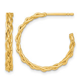 14K Yellow Gold Polished Woven Braid 3 x 24 mm C-Hoop Post Earrings