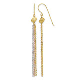 Rhodium-Plated 14K Tri-Color Gold Polished Fancy Chain Tassel Dangle French Hook Drop French Wire Earrings, 72.5 mm
