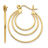 14K Yellow Gold Polished Circles Hoop Earrings, 25 mm