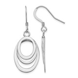 Sterling Silver Rhodium-Plated-Pltd Polished Shepherd Hook Dangle French Wire Earrings, 40 mm