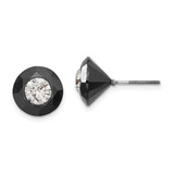 Rhodium-Plated White Night Black & White Diamond Stud Earrings, 10.5 mm