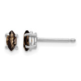 Rhodium-Plated 14K White Gold 5 x 2.5 mm Marquise Checker-Cut Smoky Quartz Stud Earrings