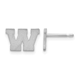 Sterling Silver Rhodium-Plated Brushed Letter W Initial Stud Earrings