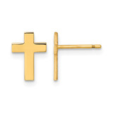 14K Yellow Gold Polished Small Cross Stud Earrings, 8.5 mm