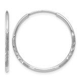 Rhodium-Plated 14K White Gold 1.2 x 20 mm Satin Diamond-Cut Endless Tube Hoop Earrings