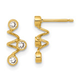 14K Yellow Gold Polished Cubic Zirconia Spiral Post Dangle Earrings, 13 mm