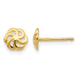 14K Yellow Gold Hollow Polished Flower Stud Earrings, 6 mm
