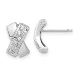 Rhodium-Plated 14K White Gold Polished X with Cubic Zirconia Stud Earrings, 11.25 mm