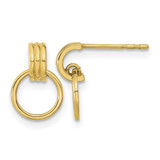 14K Yellow Gold Polished Dangle Circle Post Drop Earrings, 10.75 mm