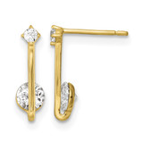 14K Yellow Gold Polished Cubic Zirconia Drop Post Earrings, 13.5 mm