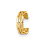 14K Yellow Gold Polished Three Row Single Ear Cuff, 9.95 mm