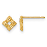 14K Yellow Gold Polished Woven Square Stud Earrings, 4.8 mm