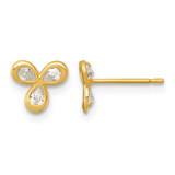 14K Yellow Gold Polished Triple Cubic Zirconia 7 mm Stud Earrings