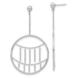 Rhodium-Plated 14K White Gold Chains Circle Post Dangle Earrings, 52 mm