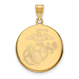 LogoArt U.S. Marine Corps Pendant - 10K Yellow Gold Large Disc