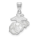 LogoArt U.S. Marine Corps Pendant - Rhodium-Plated 14K White Gold Medium