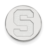 LogoArt Michigan State University Lapel Pin - Rhodium-Plated 14K White Gold Letter S