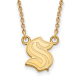 14K Yellow Gold NHL LogoArt Seattle Kraken Small Pendant Necklace