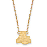 LogoArt American University Necklace - Sterling Silver Gold-Tone Small Pendant 18 Inch