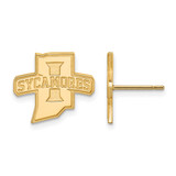LogoArt Indiana State University Earrings - Sterling Silver Gold-Tone Sycamores Small Stud, 12 mm