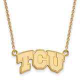 LogoArt Texas Christian University Necklace - Sterling Silver Gold-Tone T-C-U Small Pendant 18 Inch
