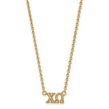 LogoArt Chi Omega Necklace - Sterling Silver Gold-Tone Sorority Greek Letters Medium Pendant 18 Inch
