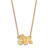LogoArt California State University Fresno Necklace - Sterling Silver Gold-Tone Bulldog Small Pendant 18 Inch