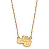 LogoArt Gonzaga University Necklace - Sterling Silver Gold-Tone G-U Bulldog Small Pendant 18 Inch