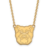 LogoArt Butler University Necklace - Sterling Silver Gold-Tone Bulldog Large Pendant 18 Inch