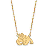 LogoArt California State University Fresno Necklace - Sterling Silver Gold-Tone Bulldog Large Pendant 18 Inch