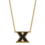 LogoArt Xavier University Necklace - Sterling Silver Gold-Tone Letter X Large Enameled Pendant 18 Inch