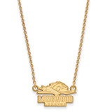 LogoArt Longwood University Necklace - Sterling Silver Gold-Tone Lancers Small Pendant 18 Inch