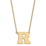 LogoArt Rutgers University Necklace - Sterling Silver Gold-Tone Letter R Large Pendant 18 Inch