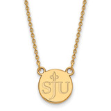 Sterling Silver Gold-Plated LogoArt Saint Joseph'S University S-J-U Small Pendant 18 Inch Necklace