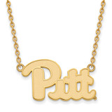 LogoArt University of Pittsburgh Necklace - Sterling Silver Gold-Tone Large Pendant 18 Inch