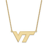 LogoArt Virginia Tech Necklace - Sterling Silver Gold-Tone V-T Large Pendant 18 Inch