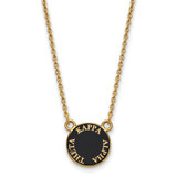 LogoArt Kappa Alpha Theta Necklace - Sterling Silver Gold-Tone Sorority Text Small Color Enamel Pendant 18 Inch - GP012KAT-18