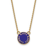 LogoArt Kappa Kappa Gamma Necklace - Sterling Silver Gold-Tone Sorority Text Small Color Enamel Pendant 18 Inch - GP012KKG-18